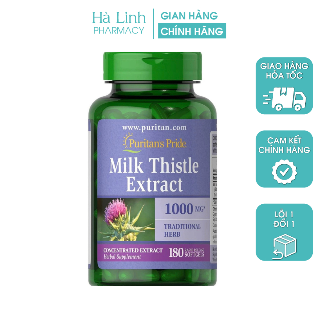 Viên uống bổ gan Milk Thistle Extract 1000mg Puritan's Pride -Thải độc gan,tăng cường chức năng gan