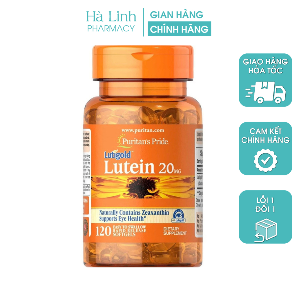 Viên uống bổ mắt Lutigold Lutein 20MG Puritan's Pride duy trì sức khỏe đôi mắt (60 viên)