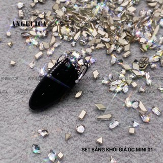 Set đá khối chân bằng giả úc cao cấp mini siêu nhỏ đính nails chân vàng trang trí móng khoảng 100 viên ANGELICA