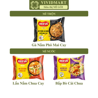 [GÓI LẺ] - UNIBEN - Mì Reeva 3 vị: Lẩu Nấm Chua Cay, Gà Nấm Phô Mai Cay, Bắp Bò Cải Chua (85g/gói) - Mì Reeva ăn liền