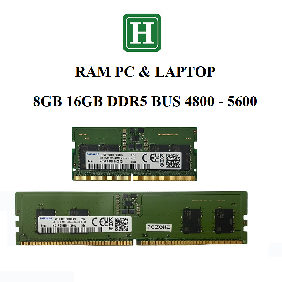Ram Laptop, PC DDR5 16GB, 8GB bus 5600, 4800 ram zin chính hãng, Bảo hành 6 tháng