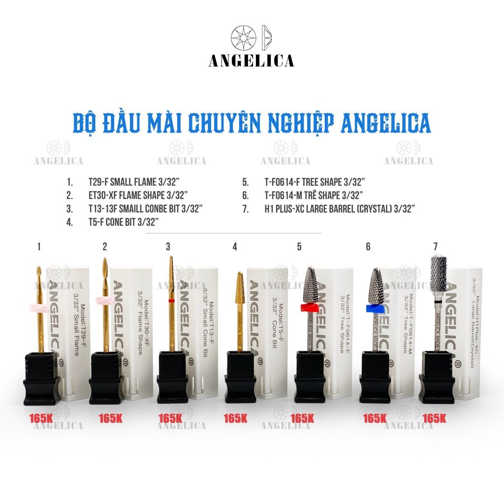  Đầu Mài Chuyên Dụng Làm Móng Chính Hãng ANGELICA - Nhặt Da  Mài Da Mài Khoé Phá Gel Bột Chất Liệu Kim Loại An Toàn 