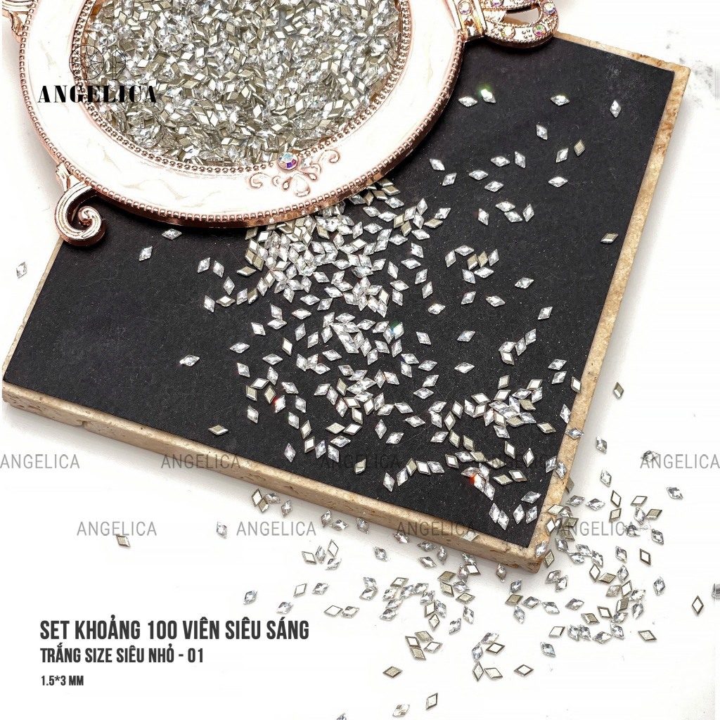  Set đá khối chân bằng giả úc mini siêu nhỏ đính nails chân vàng trang trí móng khoảng 100 viên ANGELICA BKGU 