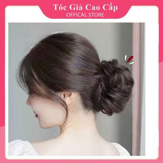 Tóc giả búi xoăn ❤️ TÓC THẬT 100% ❤️ tóc thật cao cấp