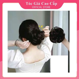 Tóc giả búi xoăn ❤️ TÓC THẬT 100% ❤️ tóc thật cao cấp