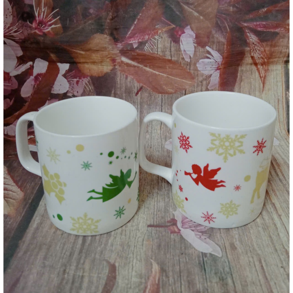 bộ 2 ly uống cà phê bằng sứ hoạ tiết Giáng Sinh, Noel - ly sứ mẫu giáng sinh, noel