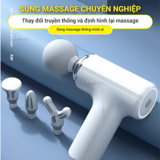 Máy massage cầm tay mini Takara MG-203, súng mát xa thông minh cảm biến lực AI giúp giảm đau nhức mỏi, giãn cơ