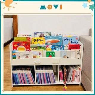  Kệ sách cho bé kệ đồ chơi giá sách gỗ 3 tầng giá sách kết hợp kệ đồ chơi Montessori cho bé KTH 