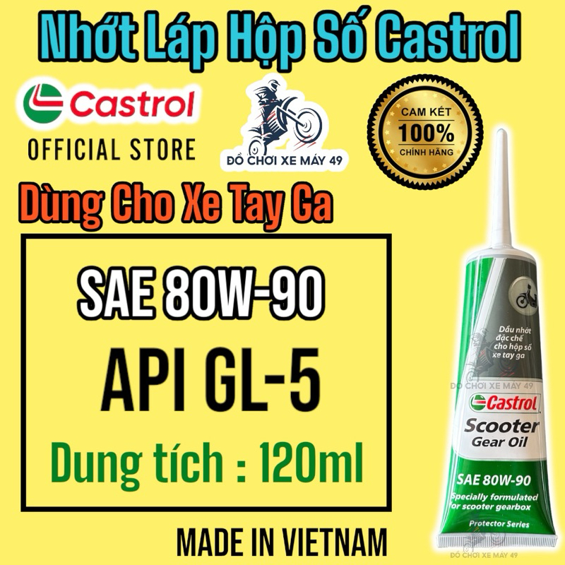 Nhớt Láp Hộp số xe tay ga  (  CASTROL ) 80w90  Gear oil  120ML chính hãng >>>>>>>>