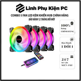 Combo 5 Fan Led RGB Coolmoon L8+ Tặng Bộ Hub Kết Nối Nguồn Và Điều Khiển
