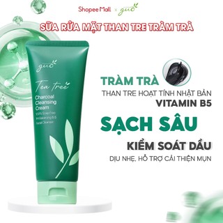 [0% khô da] Sữa Rửa Mặt Than Tre Tràm Trà sạch dầu nhờn, ngừa mụn, dịu nhẹ cho nhạy cảm pH 5.5 GUO 100gr