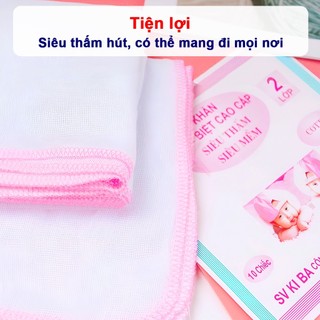 Combo 3 set Khăn Sữa KiBa Siêu Mềm 2 lớp ( Sét 10 Chiếc)