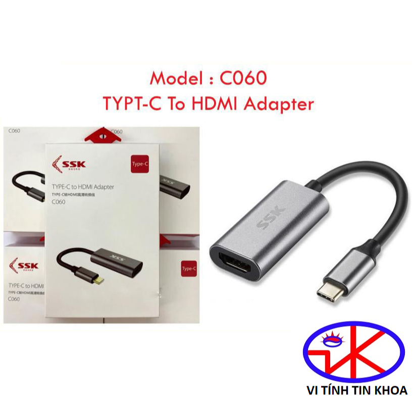 Cáp chuyển đổi TYPE-C To HDMI 4K SSK C060