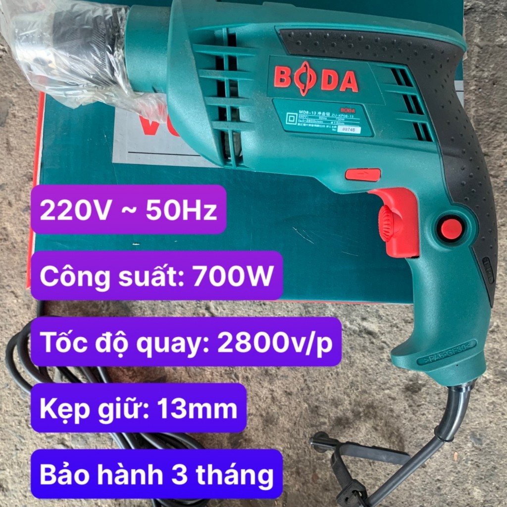 Boda Máy khoan búa điện MD8-13(không bao gồm pin) cam kết  hàng chính hãng