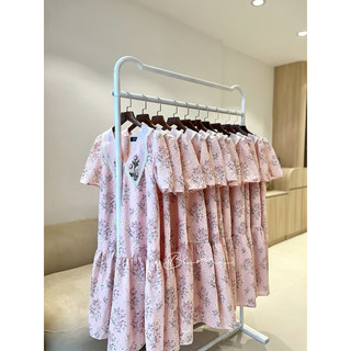 ĐẦM HỒNG CỔ THÊU HOA - BIMI