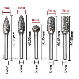 Mũi mài khắc hợp kim trục 6mm đầu 8mm mài tự chọn - mũi mài sắt - mũi mài đồng gang