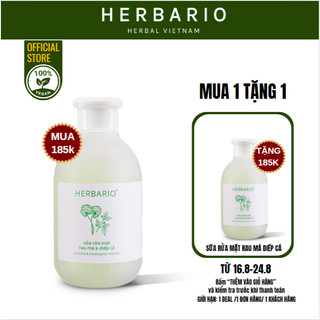 Sữa rửa mặt rau má và diếp cá Herbario 200ml giúp làm sạch dầu mụn - Herbario Thuần Chay