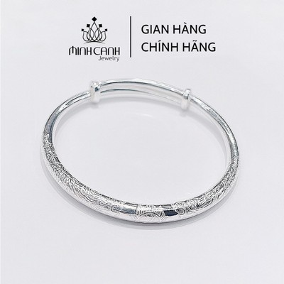 Vòng Bạc Trẻ Em Chạm Khắc Họa Tiết Hình Rồng Điều Chỉnh Được Kích Thước - Minh Canh Jewelry