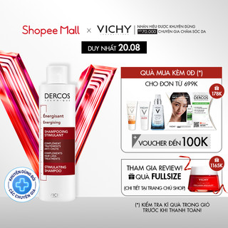 Dầu gội ngăn ngừa và giảm rụng tóc Vichy Dercos Energising Aminexil Stimulating Shampoo Hairloss 200ml