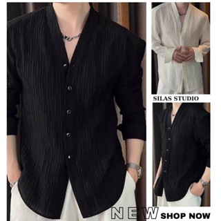 Áo Sơmi Xốp SILAS Chất Cotton Nam Tay Dài Đứng Form, Form Rộng