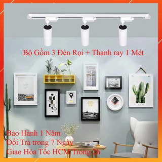 Bộ 3 đèn rọi thanh ray cob 12w - 20w - 30w _ rọi tranh, chiếu shop, rọi decor phòng