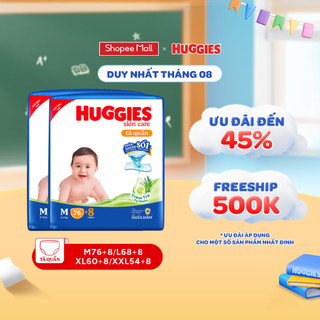 Combo 2 gói tã/bỉm quần huggies skincare gói m76+8/l68/xl60/xxl54