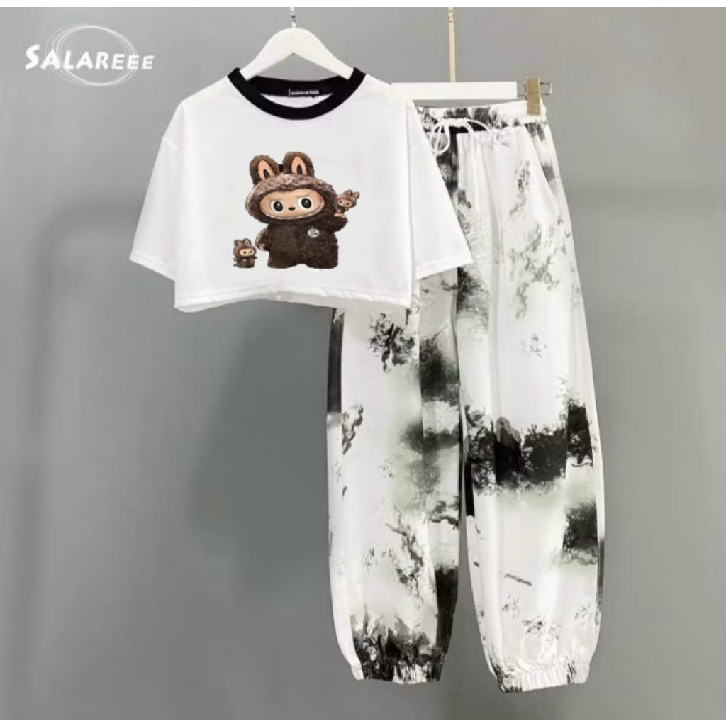 LABUBU Sét Bộ Loang croptop bé gái LABUBU sz 12- 45 ký nhiều màu quần áo học sinh cấp 1.2