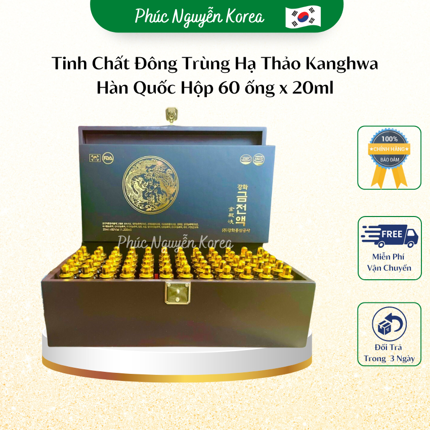 Tinh Chất Đông Trùng Hạ Thảo Kanghwa Hàn Quốc Hộp 60 ống x 20ml, Bồi bổ cơ thể và tăng cường hệ miễn dịch