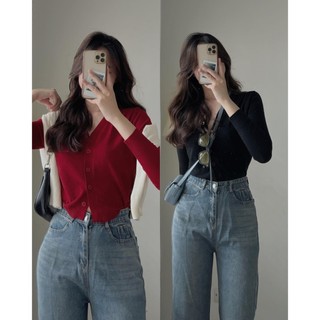 Áo len cardigan nữ cổ tim tay dài