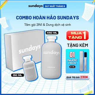Combo Hoàn Hảo Sundays - Sữa tắm gội nam 2in1 nam Giảm Mụn Lưng 150ml  & Dung dịch vệ sinh nam 150ml
