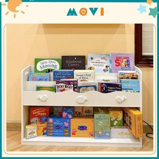 Kệ sách cho bé, kệ đồ chơi, giá sách gỗ 3 tầng, giá sách kết hợp kệ đồ chơi Montessori cho bé KTH