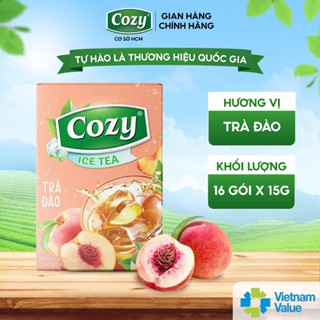 Trà Đào Cozy Ice tea - Hộp 16 gói x 15gr - Giải Nhiệt, Thanh mát
