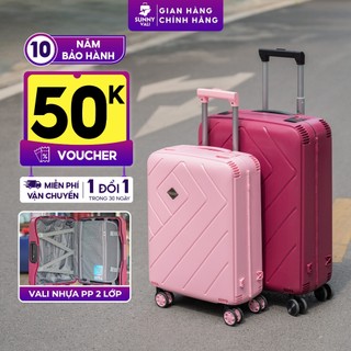 Vali du lịch thời trang SUNNY BUBULE - EL - nhựa PP chịu ngoại lực tuyệt đối xách tay, kí gửi (20/24inch)