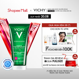 Sữa rửa mặt dạng gel làm sạch sâu giảm bã nhờn Vichy Laboratoires Normaderm Intense Purifying Cleanser 200ml