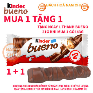 [1 GÓI] Bánh Xốp Socola Nhân Hạt Dẻ Chocolate KINDER BUENO 43gr x 2