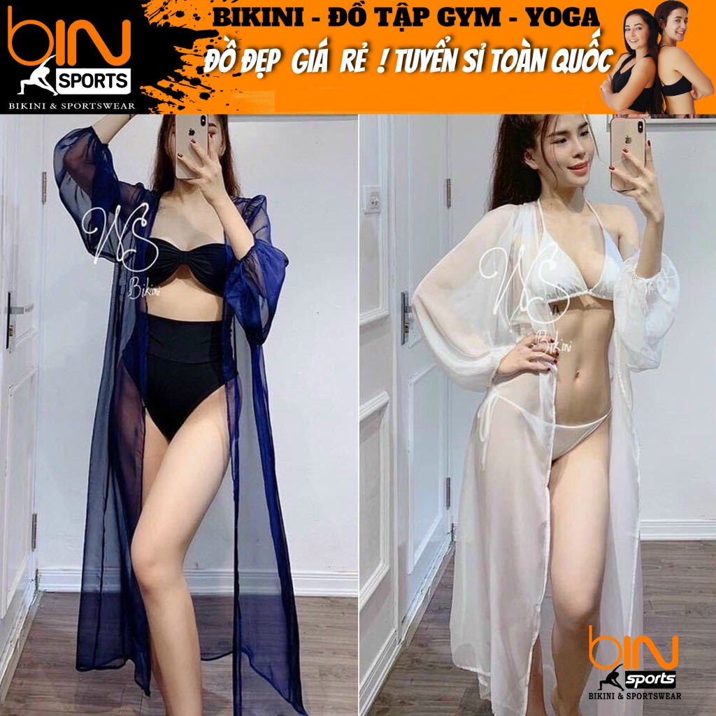 Aó choàng khoác ngoài bikini đồ bơi chất liệu voan mềm form rộng thoải mái Bin Sports ALU004