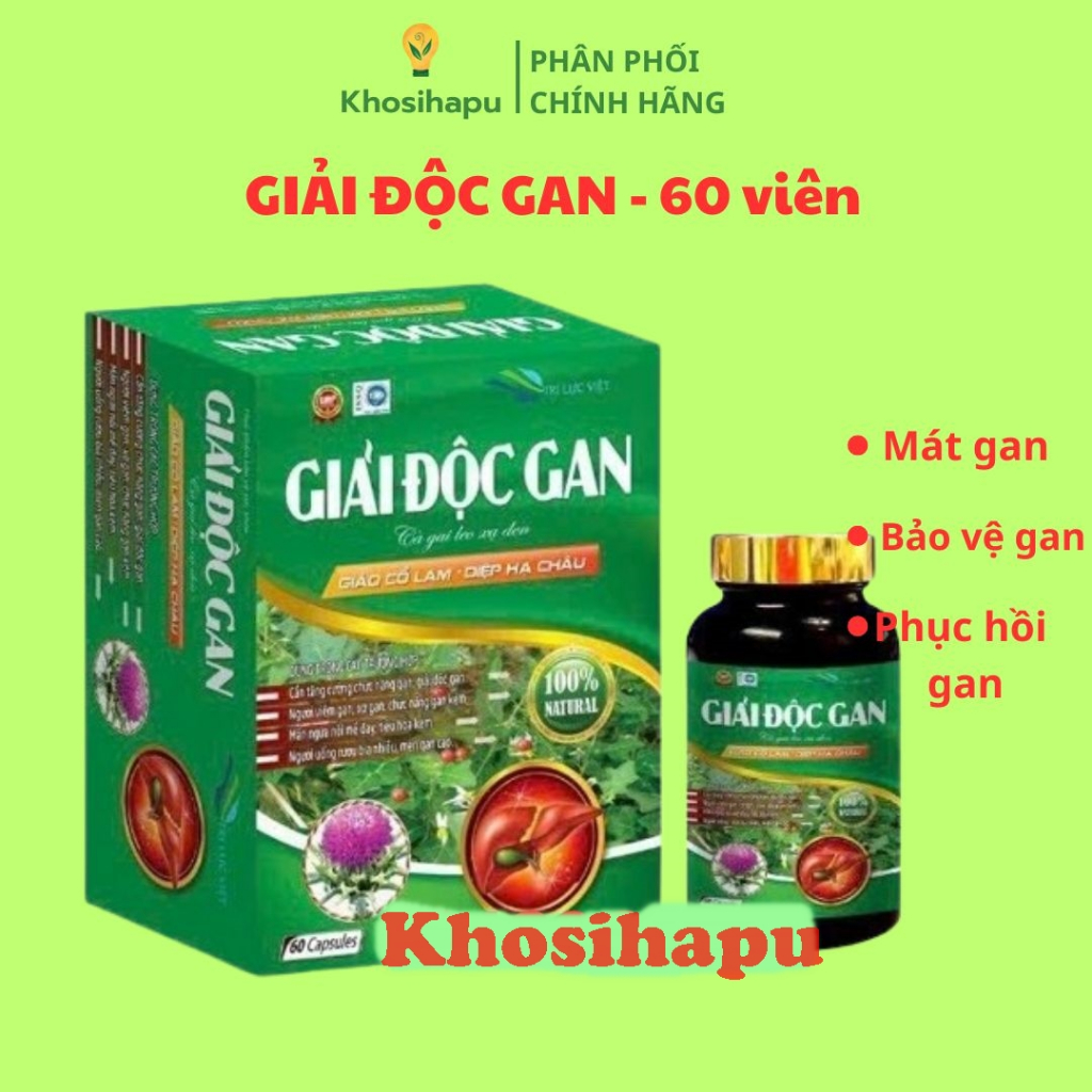 Viên uống Giải độc gan thành phần thảo dược hỗ trợ bảo vệ gan mát gan giải độc tốt cho người hay rượu bia mẩn ngứa 60v