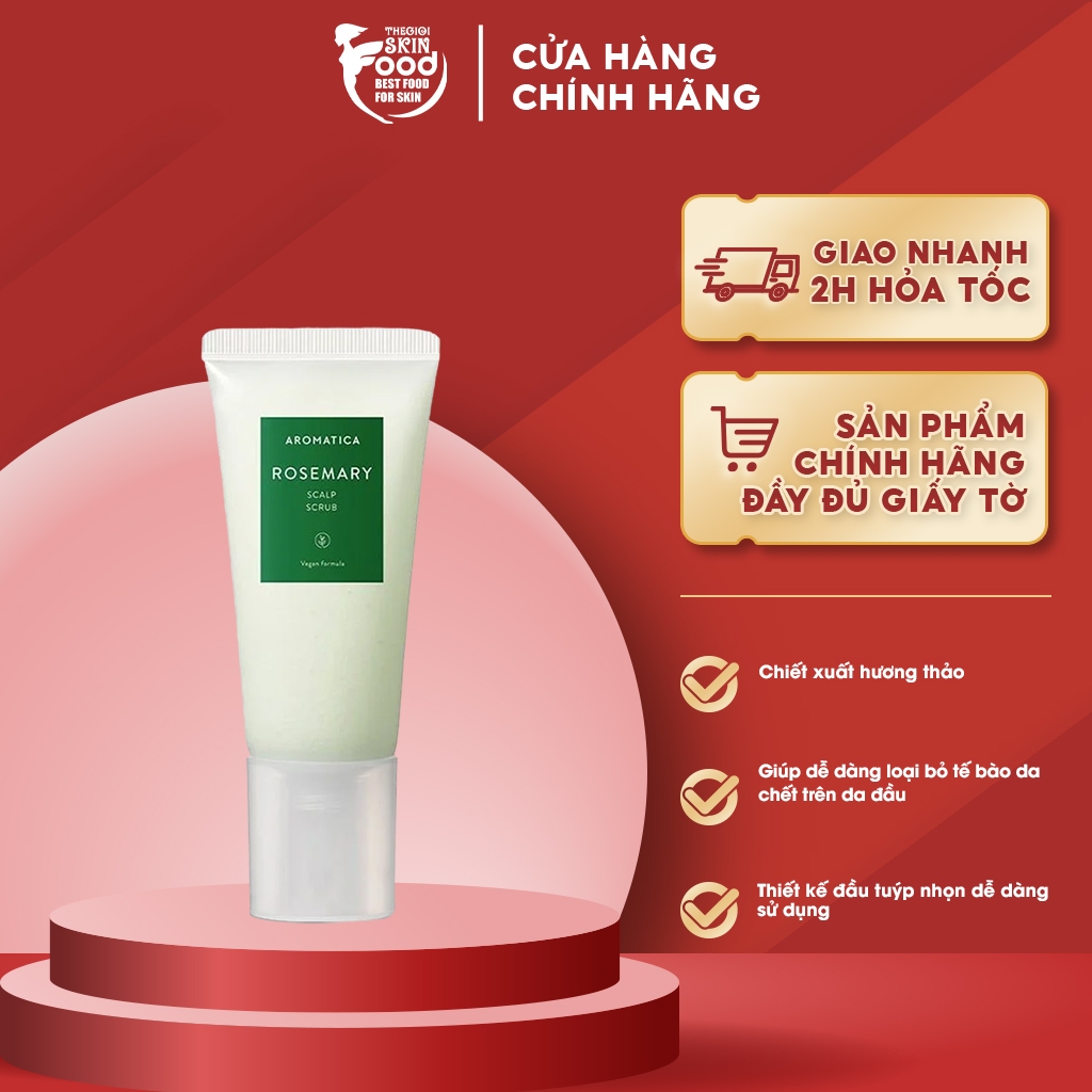 Muối Tẩy Tế Bào Chết Da Đầu Aromatica Rosemary Scalp Scrub 165g