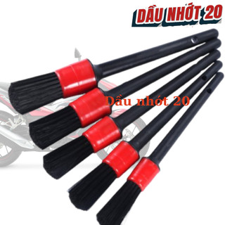 Bọ cọ 5 đen cây nhiều size, bộ cọ cán đen, cọ lông heo rửa chi tiết xe máy