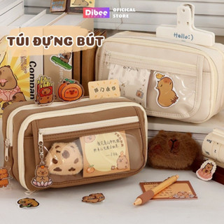 Túi Đựng Bút Trong Suốt DIBEE Cỡ Lớn Vải Canvas Chống Thấm Nước Phong Cách Hàn Quốc Meme TB170