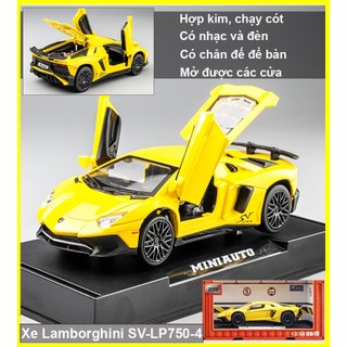 Đồ chơi xe ô tô LAMBORRGHINI SV-LP750  bằng hợp kim có nhạc và đèn, chạy cót, mở được các cửa, tỷ lệ 1:32
