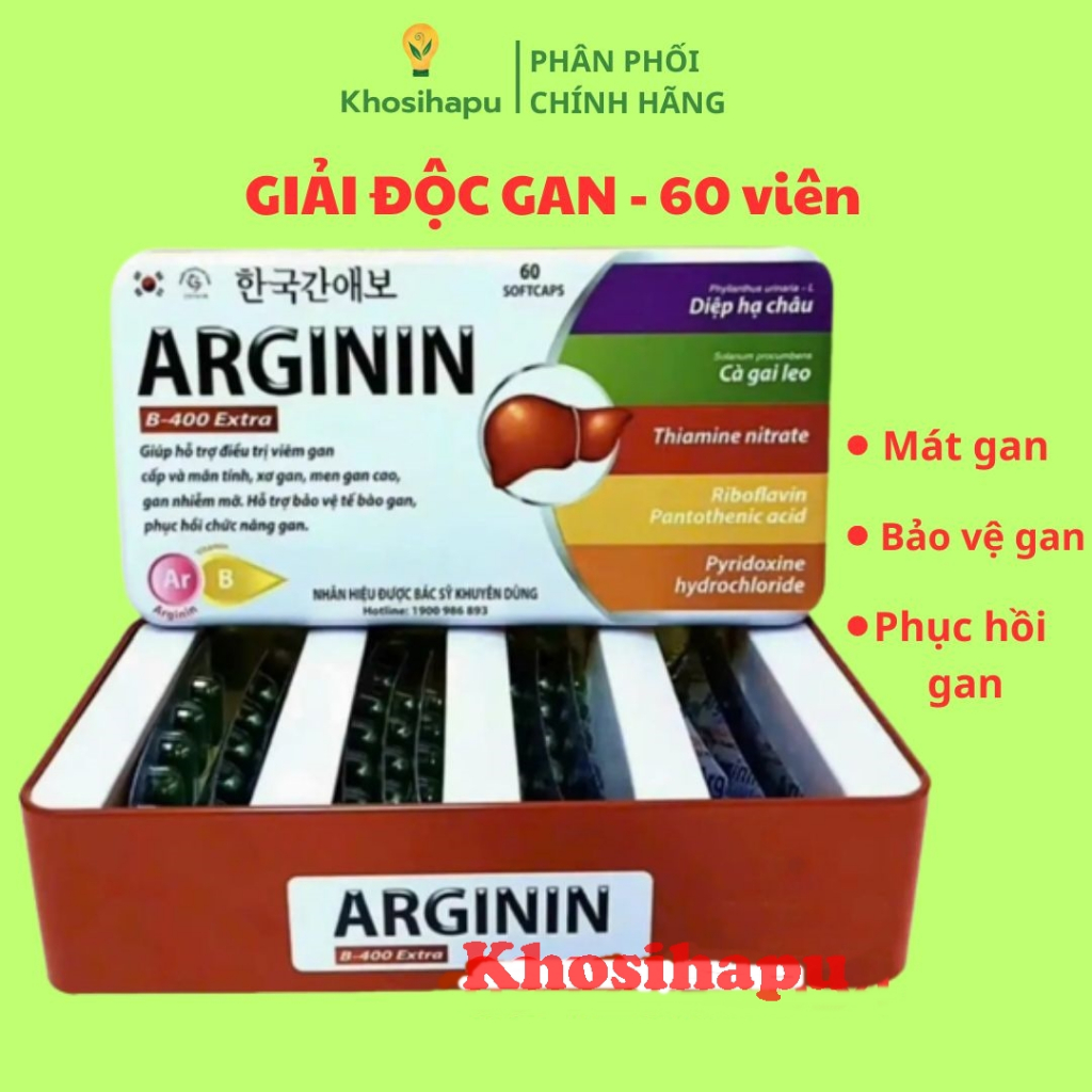 Viên uống Giải độc gan Bồi dưỡng gan Arginin B-400 Extra giúp thanh nhiệt mát gan lợi mật tăng cường chức năng gan 60v