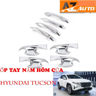 Bộ ốp tay nắm, hõm cửa xe Hyundai Tucson 2022 -2024 mạ Crom( hàng cao cấp)