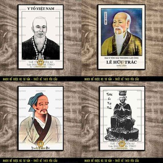 Tranh Các Vị Danh Y Nổi Tiếng - Danh Y Hoa Đà - Danh Y Hải Thượng(Lê Hữu Trác) - Danh Y Tuệ Tĩnh