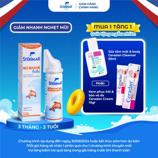 Xịt mũi cá heo cam cho bé giảm nghẹt mũi nước biển pháp sterimar blocked nose baby - 50ml