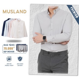 Áo sơ mi nam cao cấp musland dài tay,vải linen cotton thoáng mát, thiết kế cá tính trẻ trung sm23024