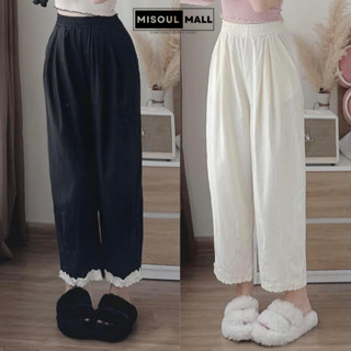 Quần Baggy Nữ Cạp Thun Mix Ren Gấu BigSize, Quần Baggy Nữ Vải Đũi Mềm Mix Ren Gấu Quần MiSoul Mall 321