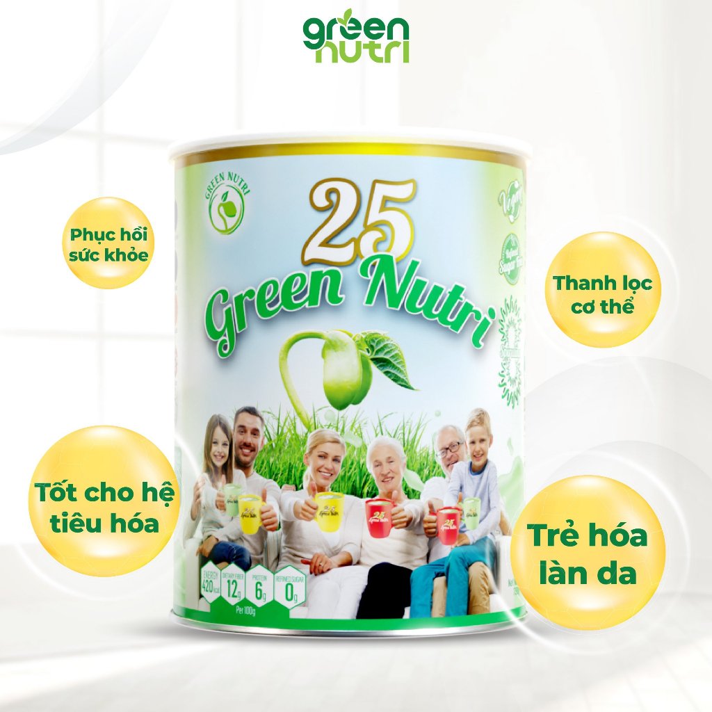 [Gía ưu đãi] Combo 12 Lon Sữa Hạt Ngũ Cốc 25 Green Nutri 25 Loại Hạt Đậu - Dạng Lon 750gr