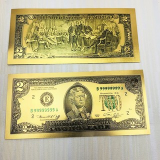 Tờ 2 usd vàng plastic - lì xì tài lộc