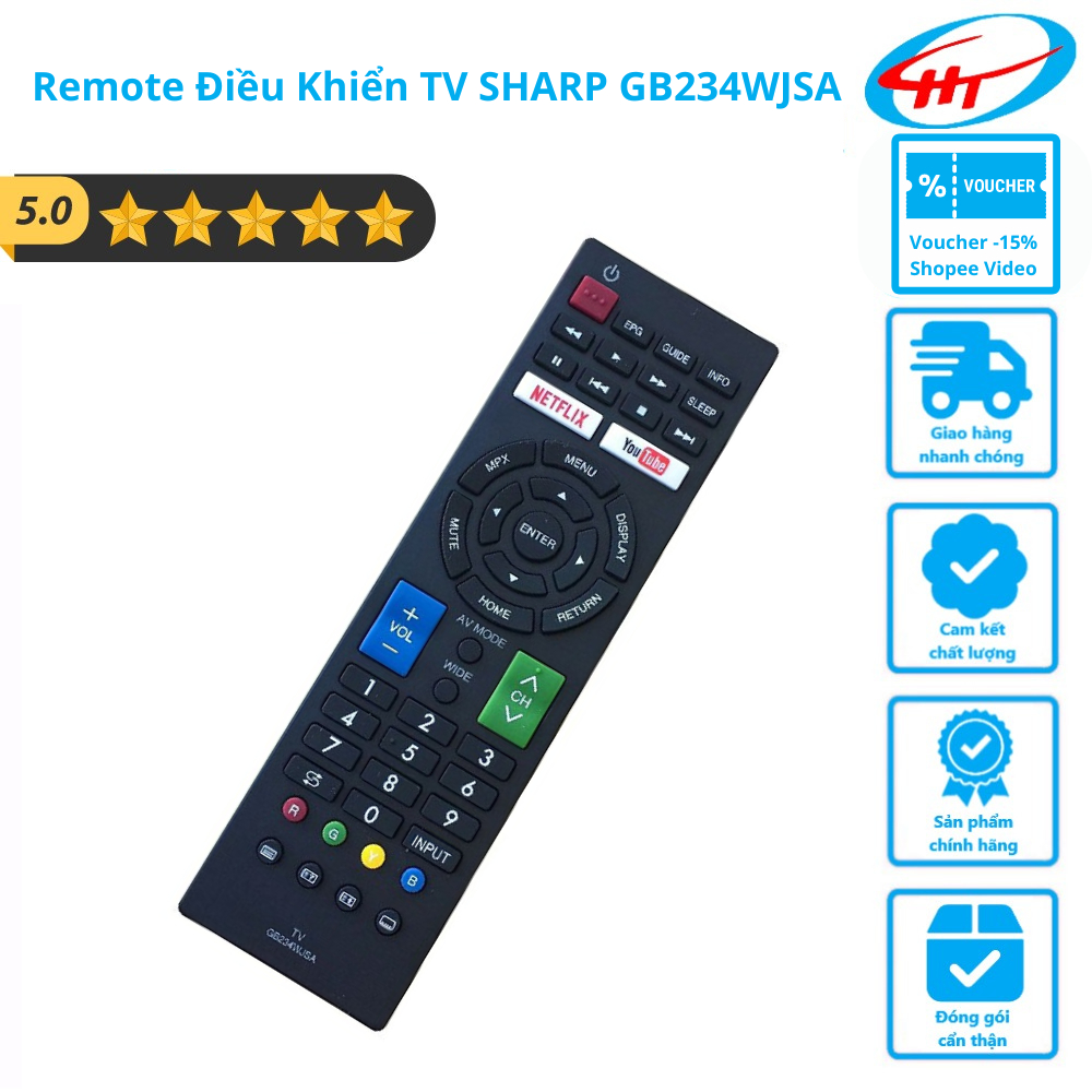 [Tặng kèm Pin] Model GB234WJSA Remote Điều Khiển TV SHARP